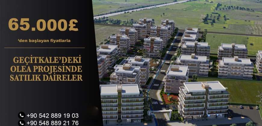 FOR SALE APARTMENTS IN THE OLEA PROJECT IN GEÇİTKALE PRICING COMMENCES AT 65.000£