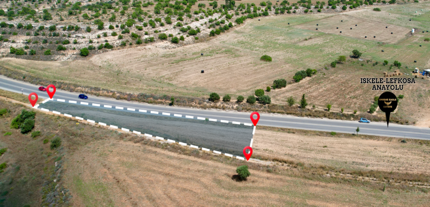 LAND FOR SALE ON ISKELE-LEFKOŞA MAIN ROAD (BOĞAZİÇİ), TOTAL 1,190 SQM (3 EVLEK 2,000 SQ FT)