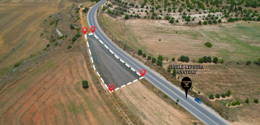 LAND FOR SALE ON ISKELE-LEFKOŞA MAIN ROAD (BOĞAZİÇİ), TOTAL 1,190 SQM (3 EVLEK 2,000 SQ FT)