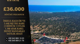 SEA VIEW LAND FOR SALE IN İSKELE-KALECİK, 3,468 SQUARE METERS (2 DÖNÜM 2 EVLEK 1,300 SQUARE FEET)