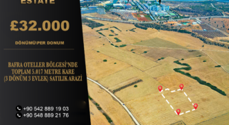 LAND FOR SALE IN BAFRA HOTELS REGION, TOTAL 5,017 SQUARE METERS (3 DÖNÜM 3 EVLEK)