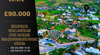 BUILDING PLOT FOR SALE IN ISKELE-KUMYALI, TOTAL 1,146 SQM (3 EVLEK 1,500 SQ FT), ZONED WITH PANORAMIC SEA VIEW